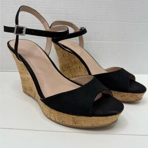 Charles By Charles David Black Cork Wedges size 8